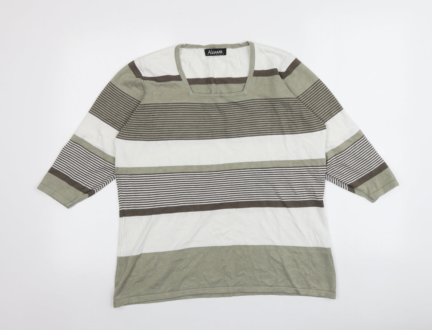 Alexara Womens Multicoloured Square Neck Striped Viscose Pullover Jumper Size XL