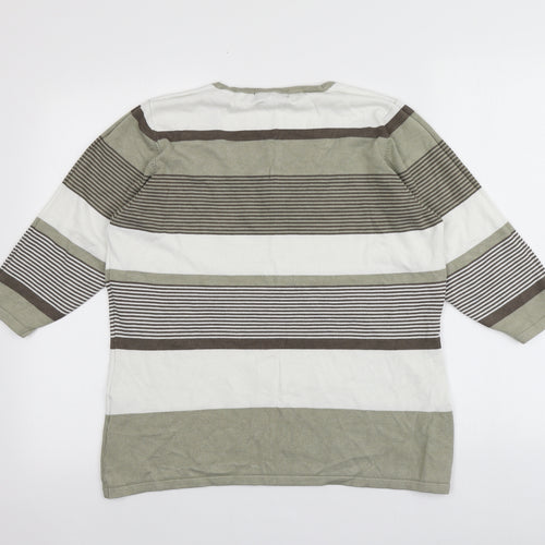 Alexara Womens Multicoloured Square Neck Striped Viscose Pullover Jumper Size XL
