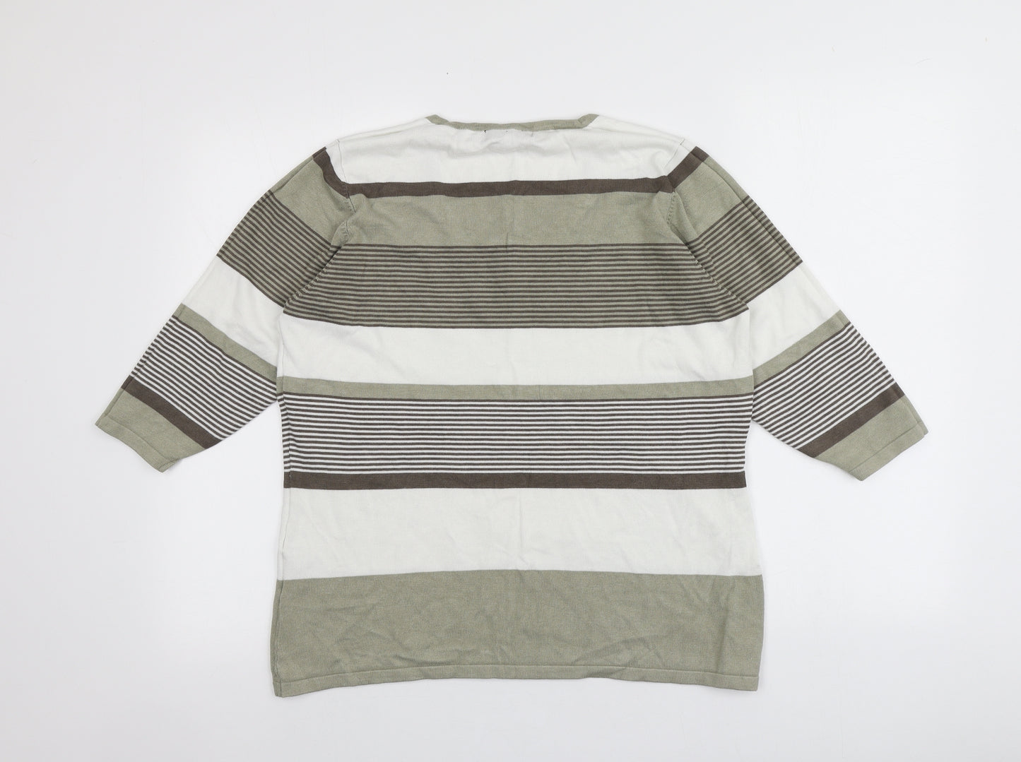 Alexara Womens Multicoloured Square Neck Striped Viscose Pullover Jumper Size XL