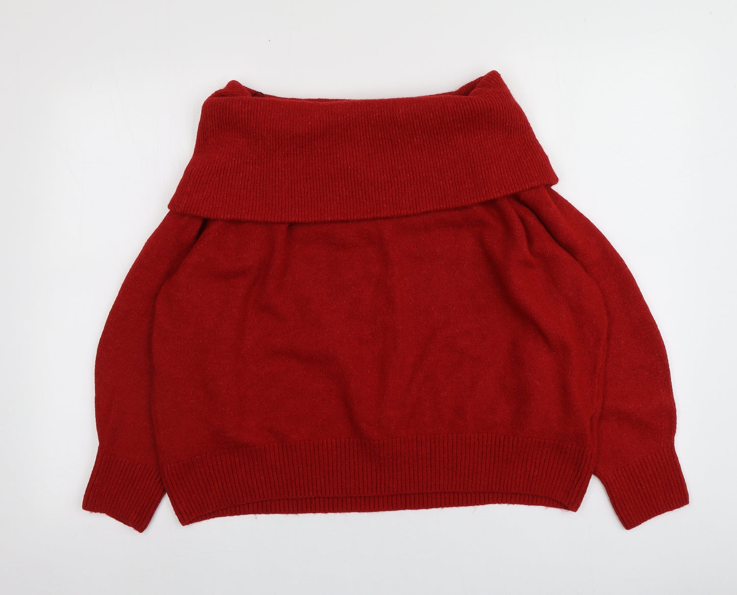 H&M Womens Red Roll Neck  Acrylic Pullover Jumper Size L