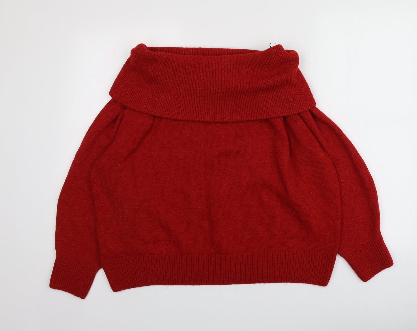 H&M Womens Red Roll Neck  Acrylic Pullover Jumper Size L