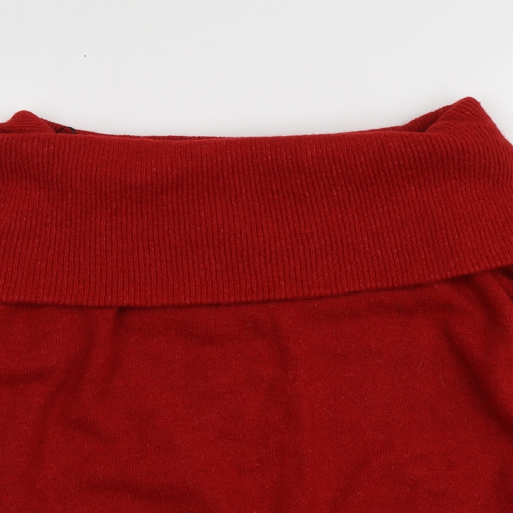 H&M Womens Red Roll Neck  Acrylic Pullover Jumper Size L