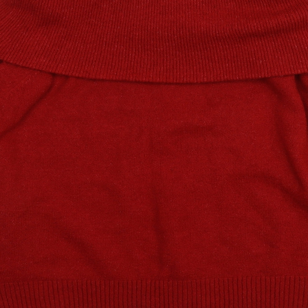 H&M Womens Red Roll Neck  Acrylic Pullover Jumper Size L