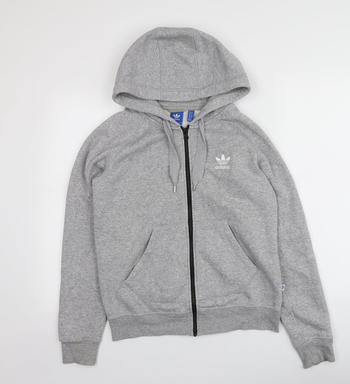 adidas Womens Grey  Cotton Full Zip Hoodie Size 12