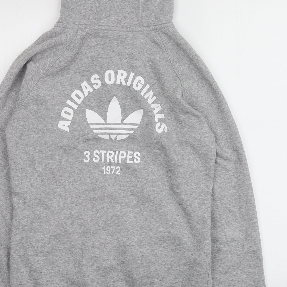 adidas Womens Grey  Cotton Full Zip Hoodie Size 12