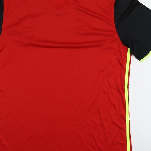 adidas Mens Red  Polyester  T-Shirt Size L V-Neck  - URBSFA KBVB football