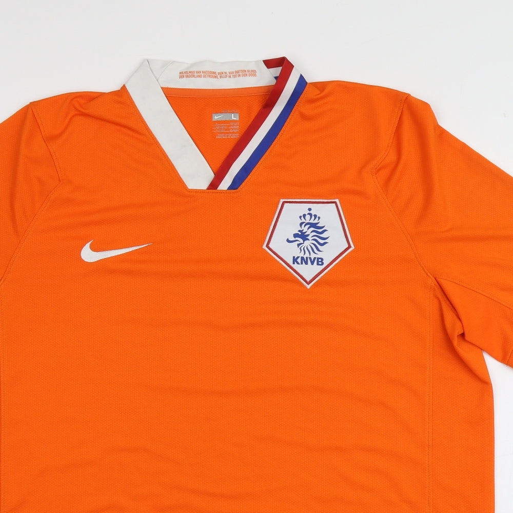 Nike Mens Orange  Polyester  T-Shirt Size L Round Neck  - KNVB FC