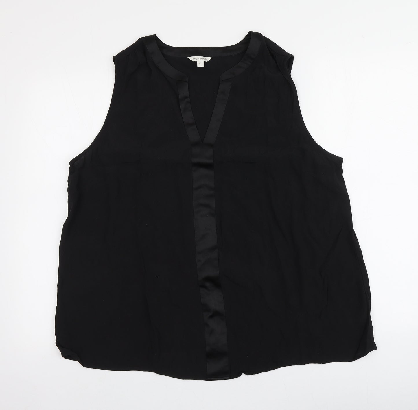 Monsoon Womens Black  Viscose Basic T-Shirt Size XL V-Neck
