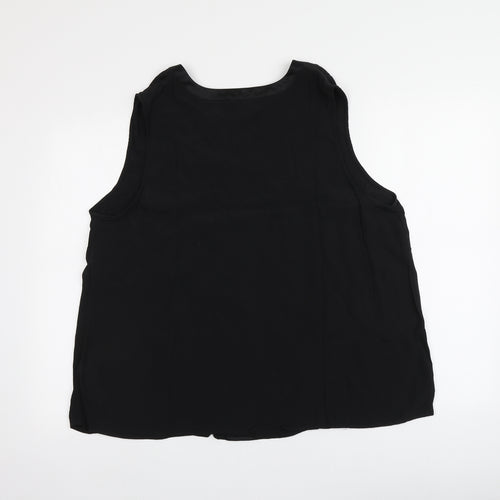 Monsoon Womens Black  Viscose Basic T-Shirt Size XL V-Neck