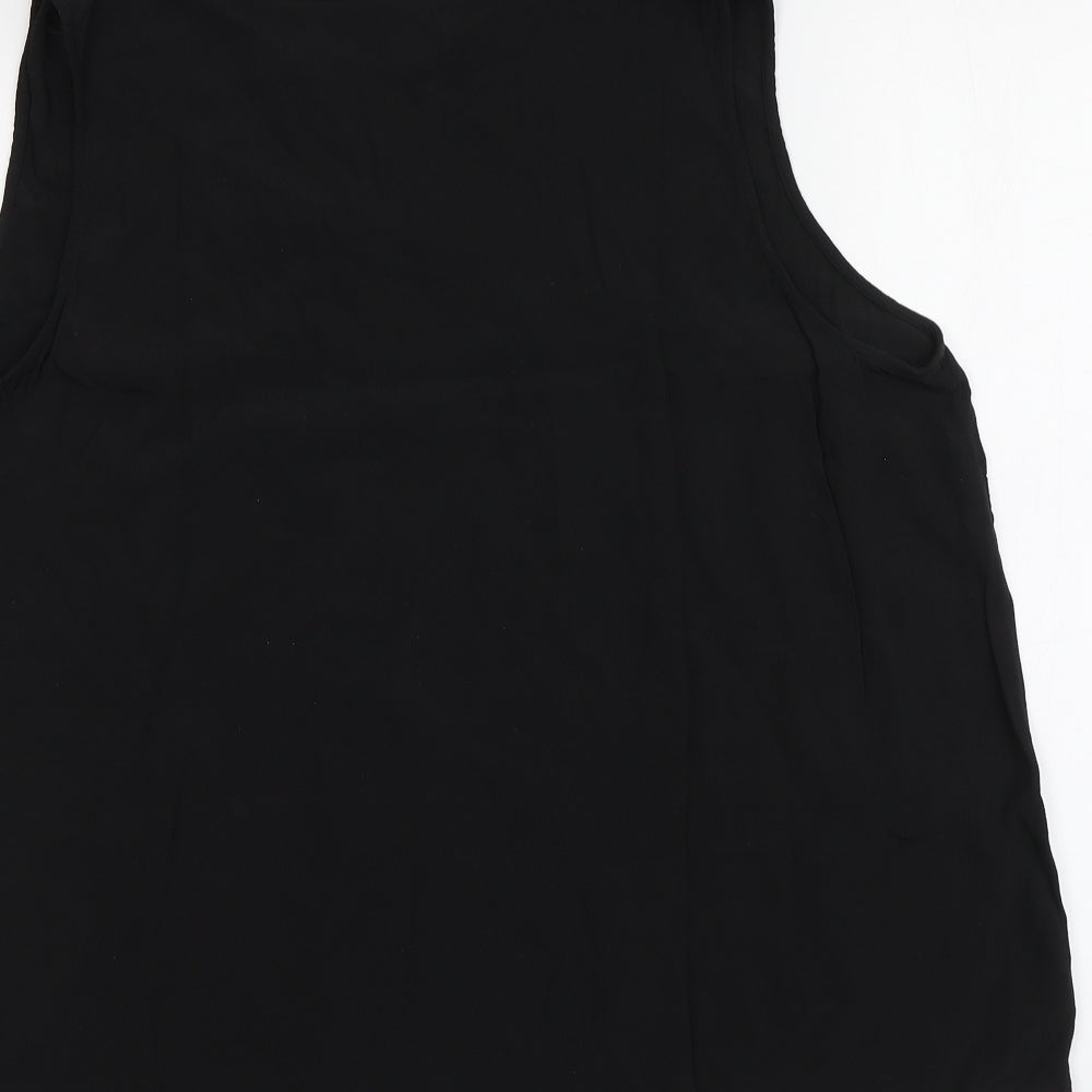Monsoon Womens Black  Viscose Basic T-Shirt Size XL V-Neck