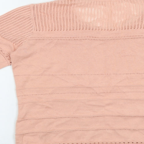 Preworn Womens Pink Geometric Cotton Basic T-Shirt Size M Round Neck