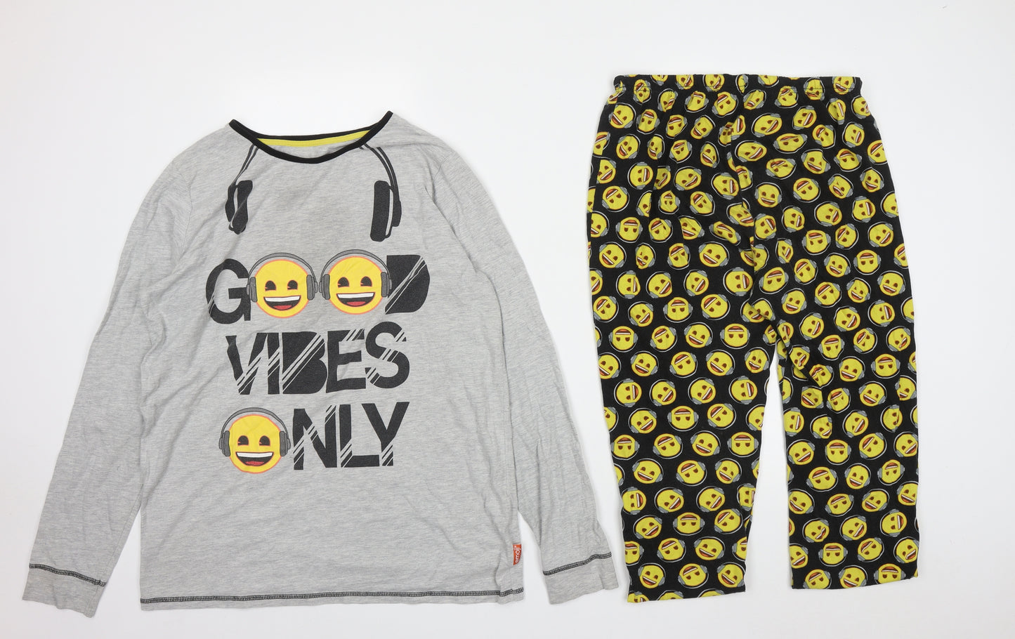 Marks and Spencer Boys Multicoloured Geometric Cotton  Pyjama Set Size 15-16 Years   - Emoji's
