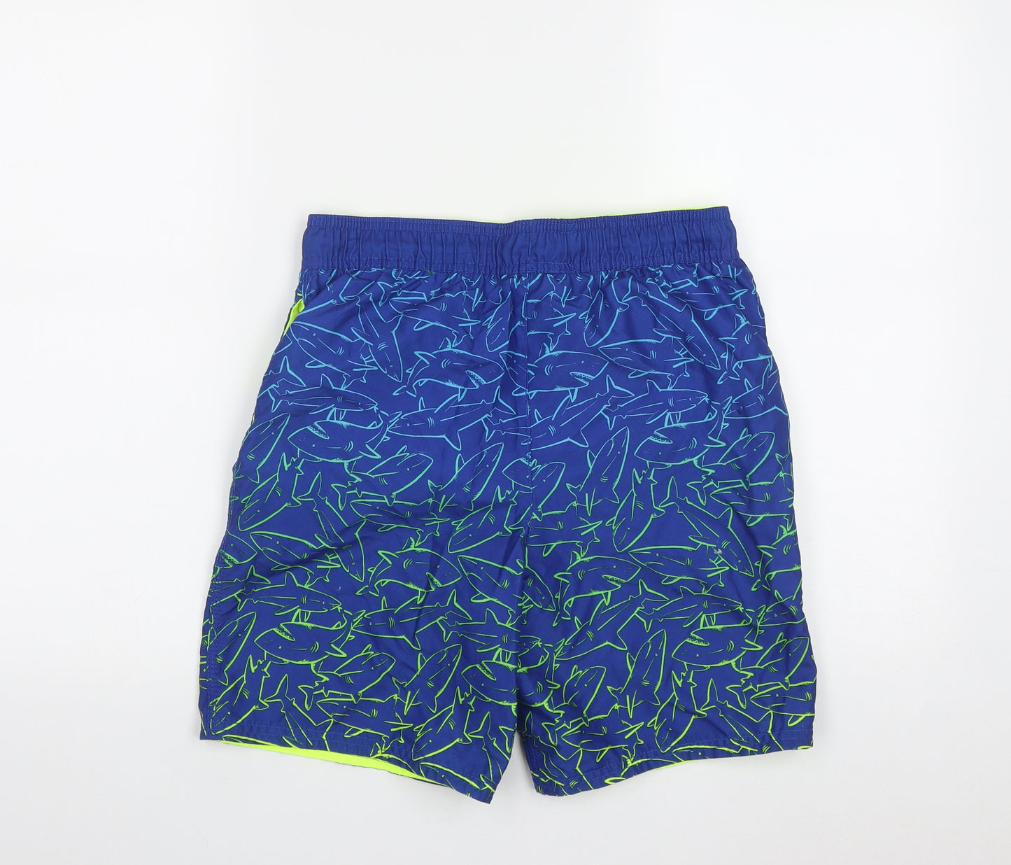 George Boys Multicoloured Geometric Polyester Sweat Shorts Size 13-14 Years L7 in Regular Drawstring - Shark Print