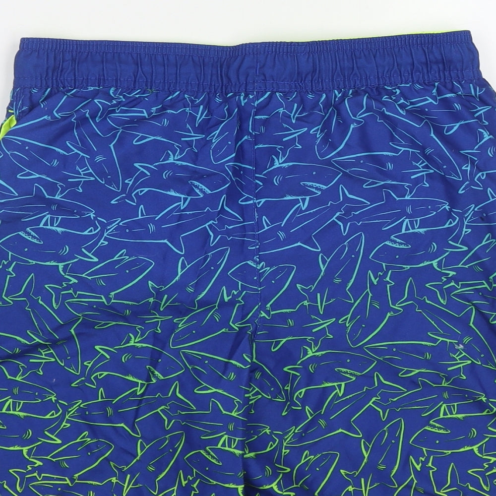 George Boys Multicoloured Geometric Polyester Sweat Shorts Size 13-14 Years L7 in Regular Drawstring - Shark Print