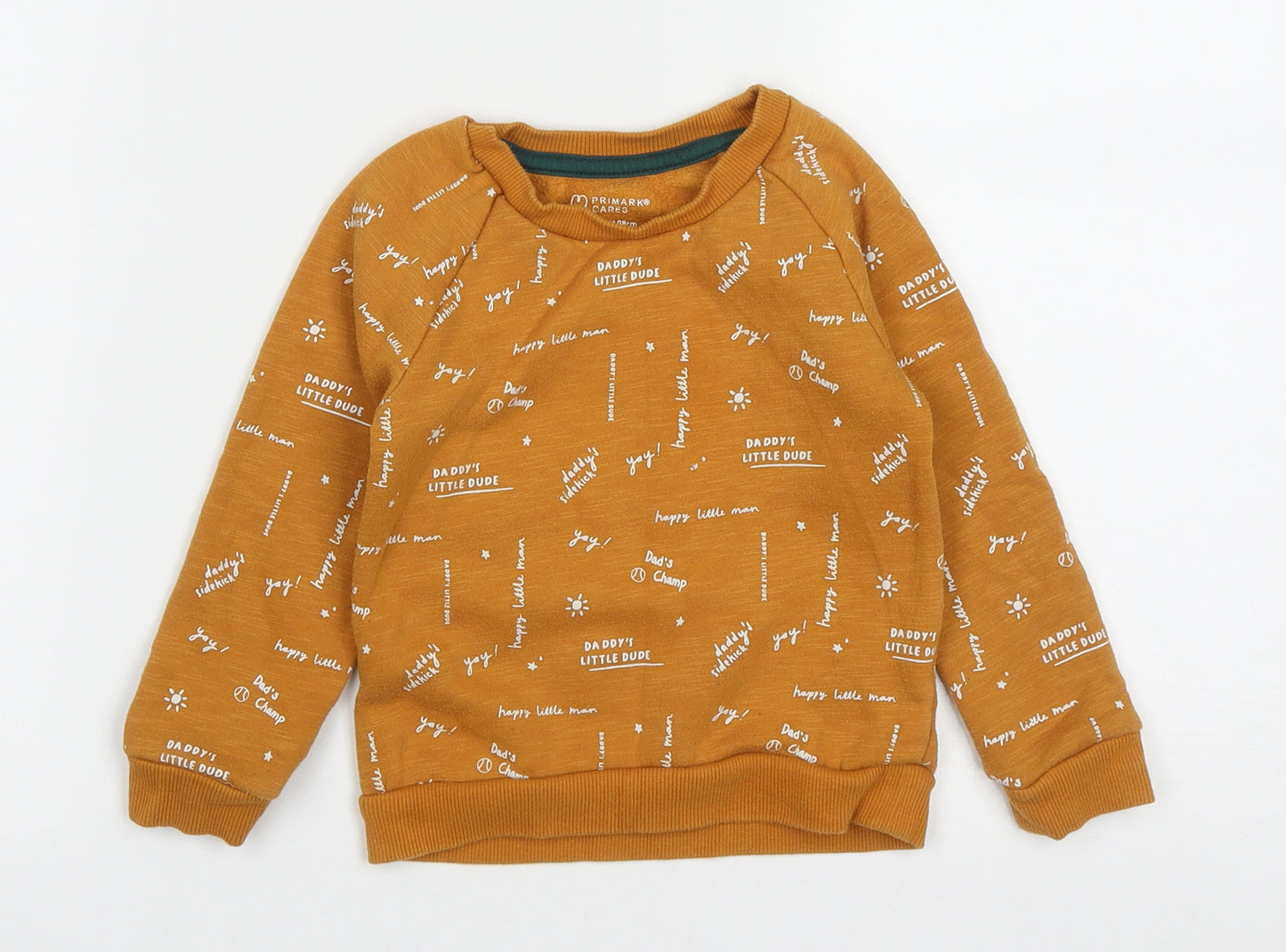Primark Boys Brown Geometric Cotton Pullover Sweatshirt Size 2 Years
