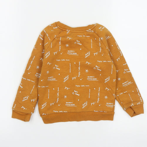 Primark Boys Brown Geometric Cotton Pullover Sweatshirt Size 2 Years