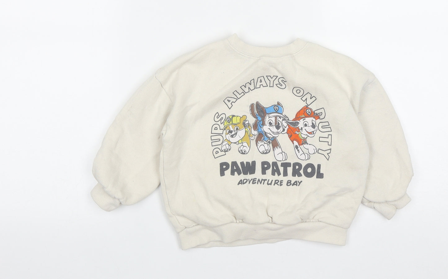 Zara Boys White  Cotton Pullover Sweatshirt Size 2-3 Years   - Paw Patrol