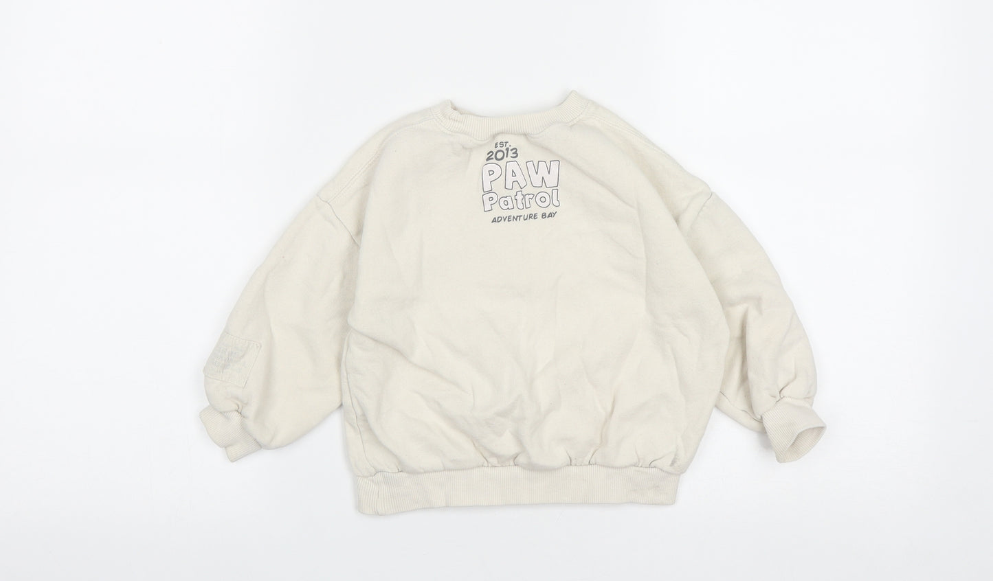 Zara Boys White  Cotton Pullover Sweatshirt Size 2-3 Years   - Paw Patrol