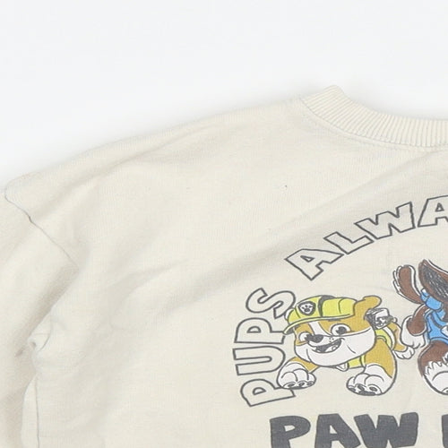 Zara Boys White  Cotton Pullover Sweatshirt Size 2-3 Years   - Paw Patrol