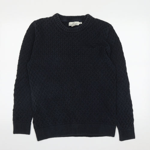 H&M Womens Blue Round Neck  Cotton Pullover Jumper Size M