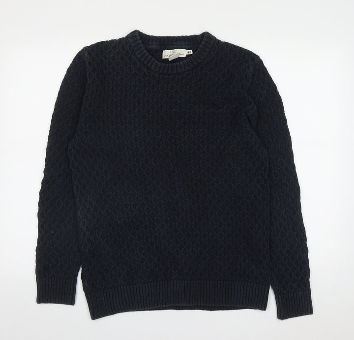H&M Womens Blue Round Neck  Cotton Pullover Jumper Size M
