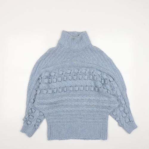 George Womens Blue High Neck  Acrylic Pullover Jumper Size 12   - Size12/14