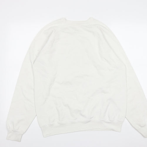 Hanes Activewear Womens White  Cotton Pullover Sweatshirt Size L   - Deer Print