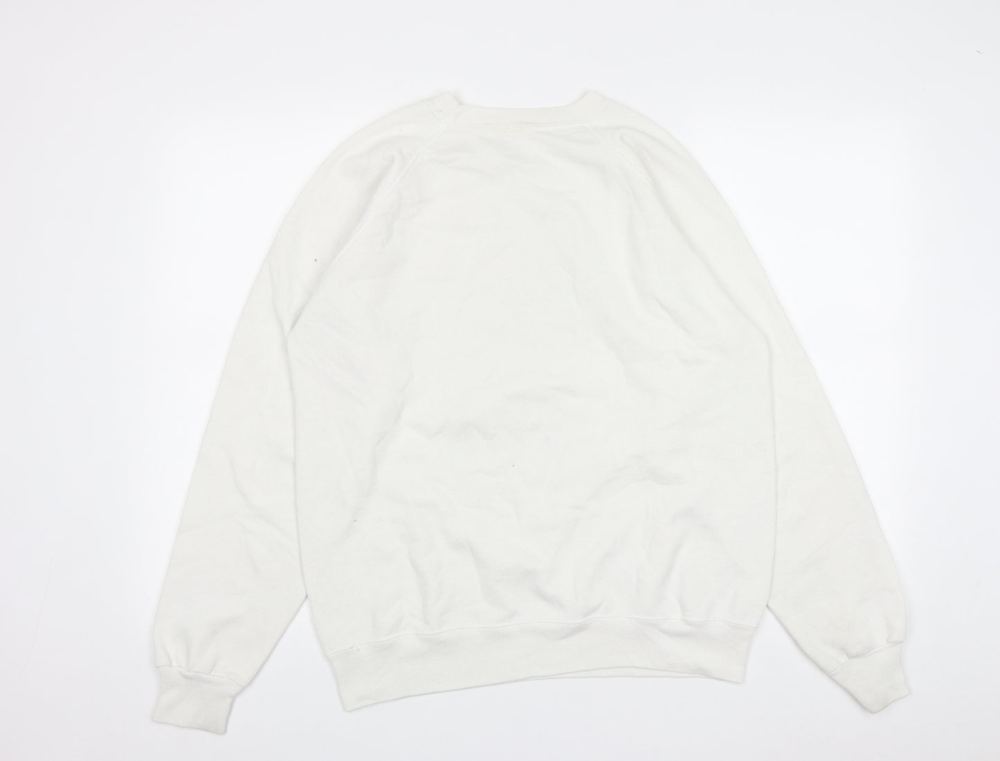 Hanes Activewear Womens White  Cotton Pullover Sweatshirt Size L   - Deer Print
