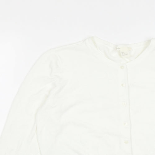 H&M Womens White Round Neck  Viscose Cardigan Jumper Size M
