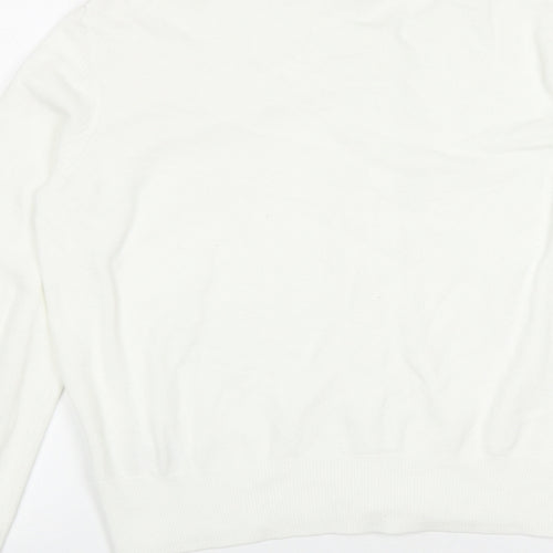 H&M Womens White Round Neck  Viscose Cardigan Jumper Size M