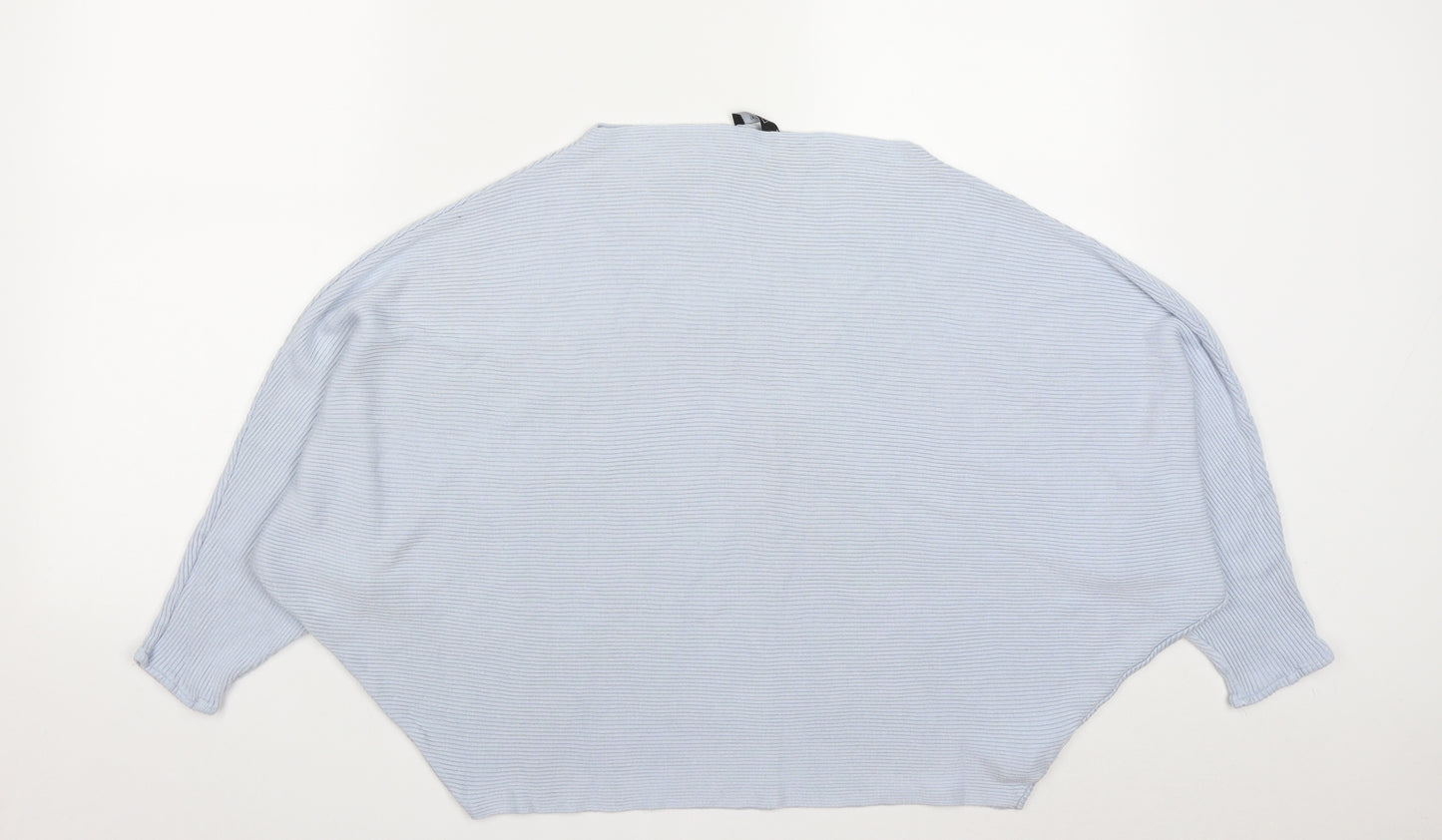 F&F Womens Blue Square Neck  Viscose Pullover Jumper Size 16