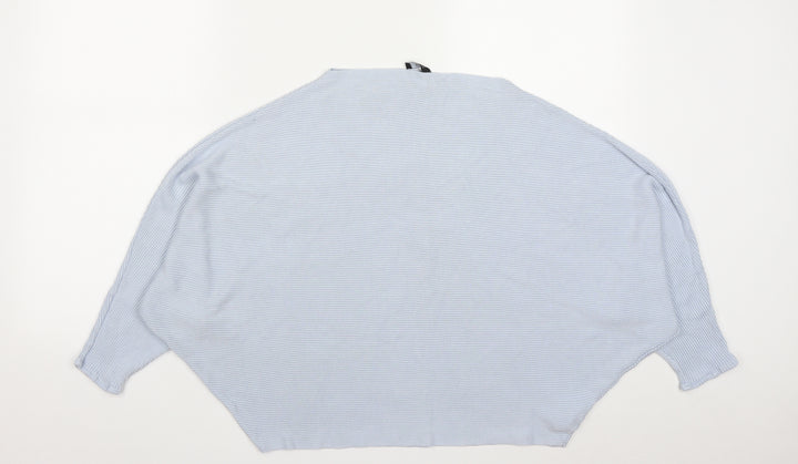 F&F Womens Blue Square Neck  Viscose Pullover Jumper Size 16