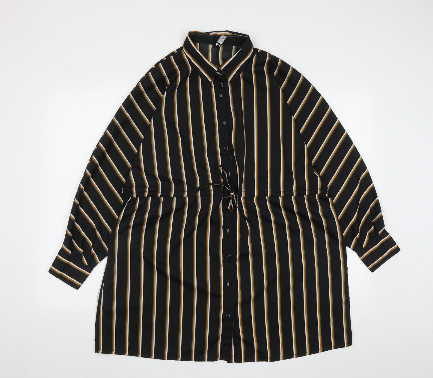 Boohoo Womens Multicoloured Striped Polyester Basic Button-Up Size 10 Collared