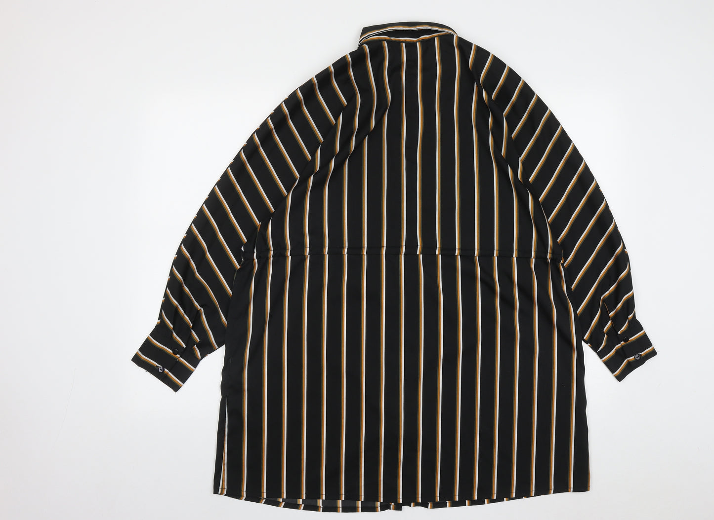 Boohoo Womens Multicoloured Striped Polyester Basic Button-Up Size 10 Collared