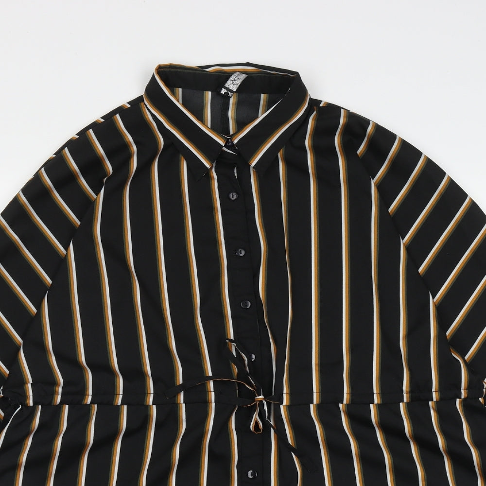 Boohoo Womens Multicoloured Striped Polyester Basic Button-Up Size 10 Collared