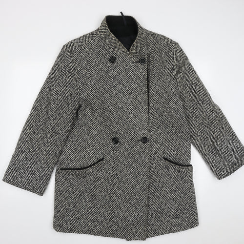 Debenhams Womens Black   Parka Coat Size 14  Button