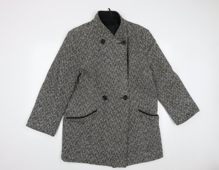 Debenhams Womens Black   Parka Coat Size 14  Button