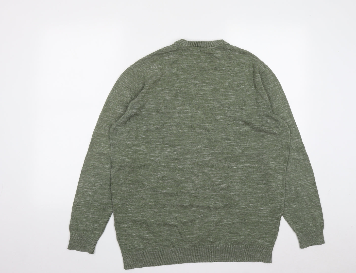 George Mens Green Round Neck  Cotton Pullover Jumper Size XL