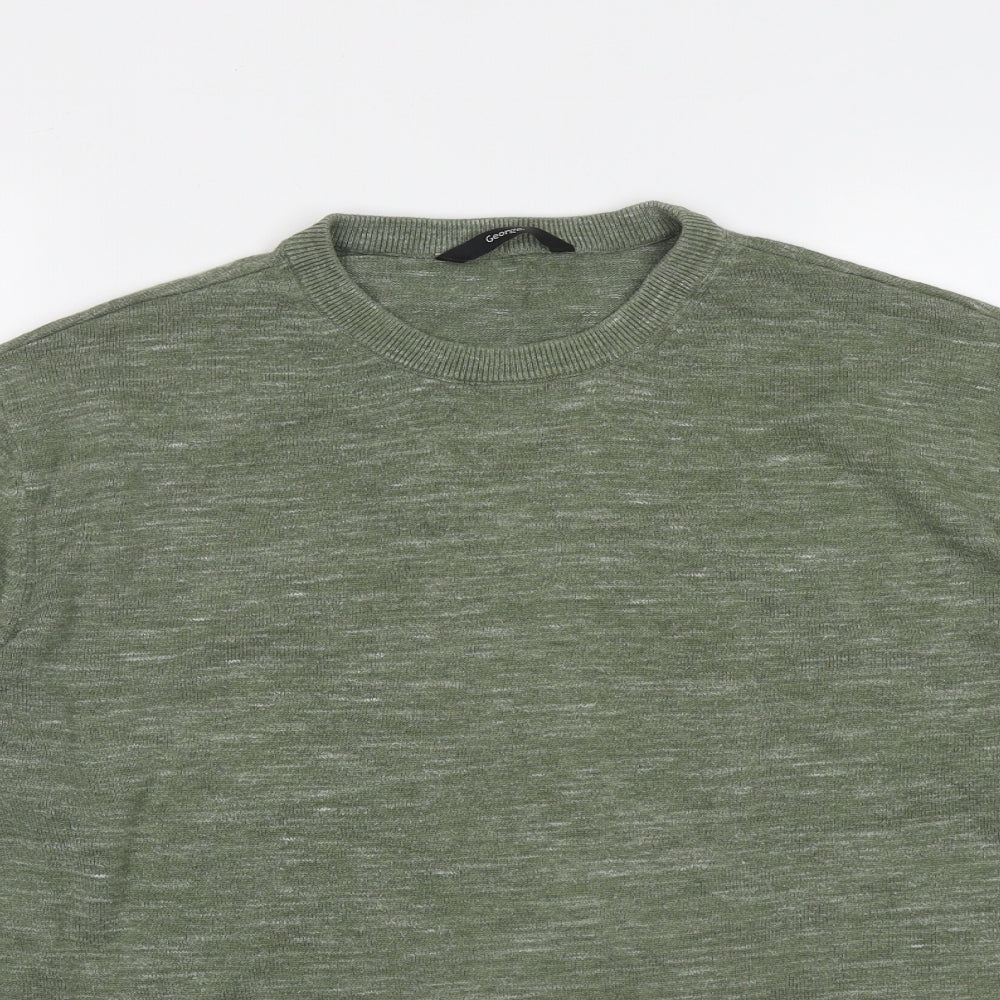 George Mens Green Round Neck  Cotton Pullover Jumper Size XL