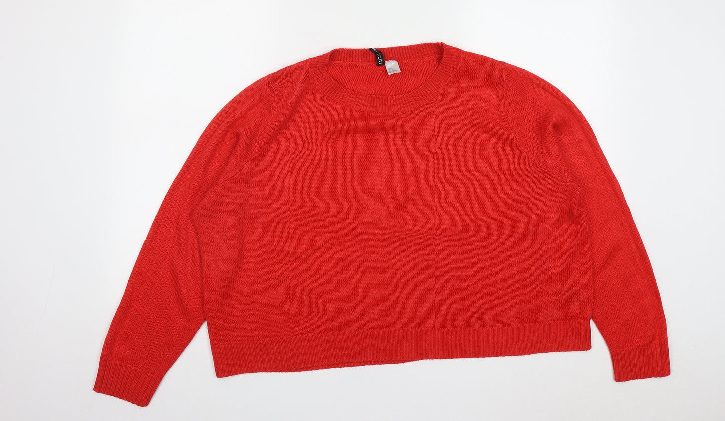 H&M Womens Red Round Neck  Acrylic Pullover Jumper Size XL