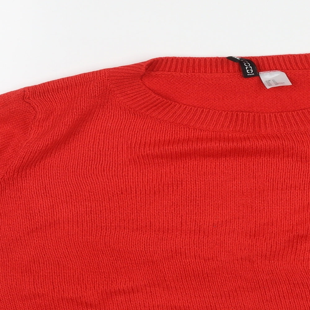 H&M Womens Red Round Neck  Acrylic Pullover Jumper Size XL
