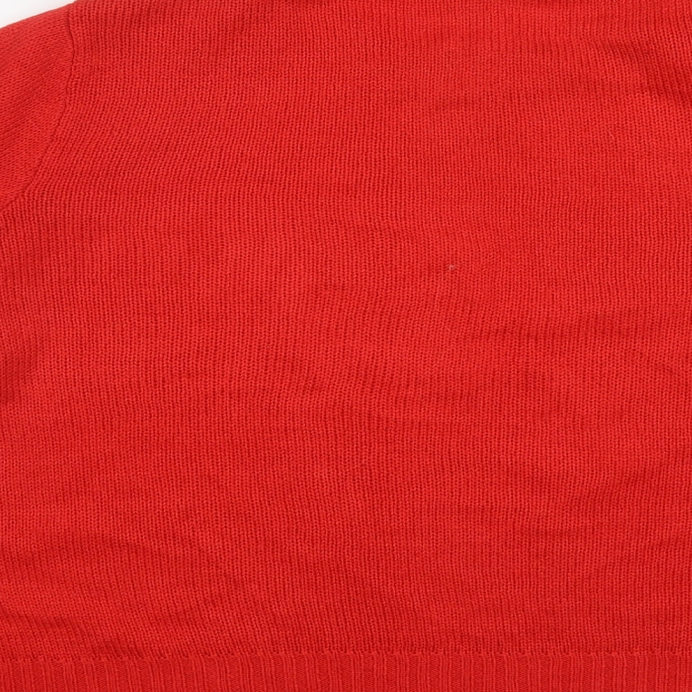 H&M Womens Red Round Neck  Acrylic Pullover Jumper Size XL
