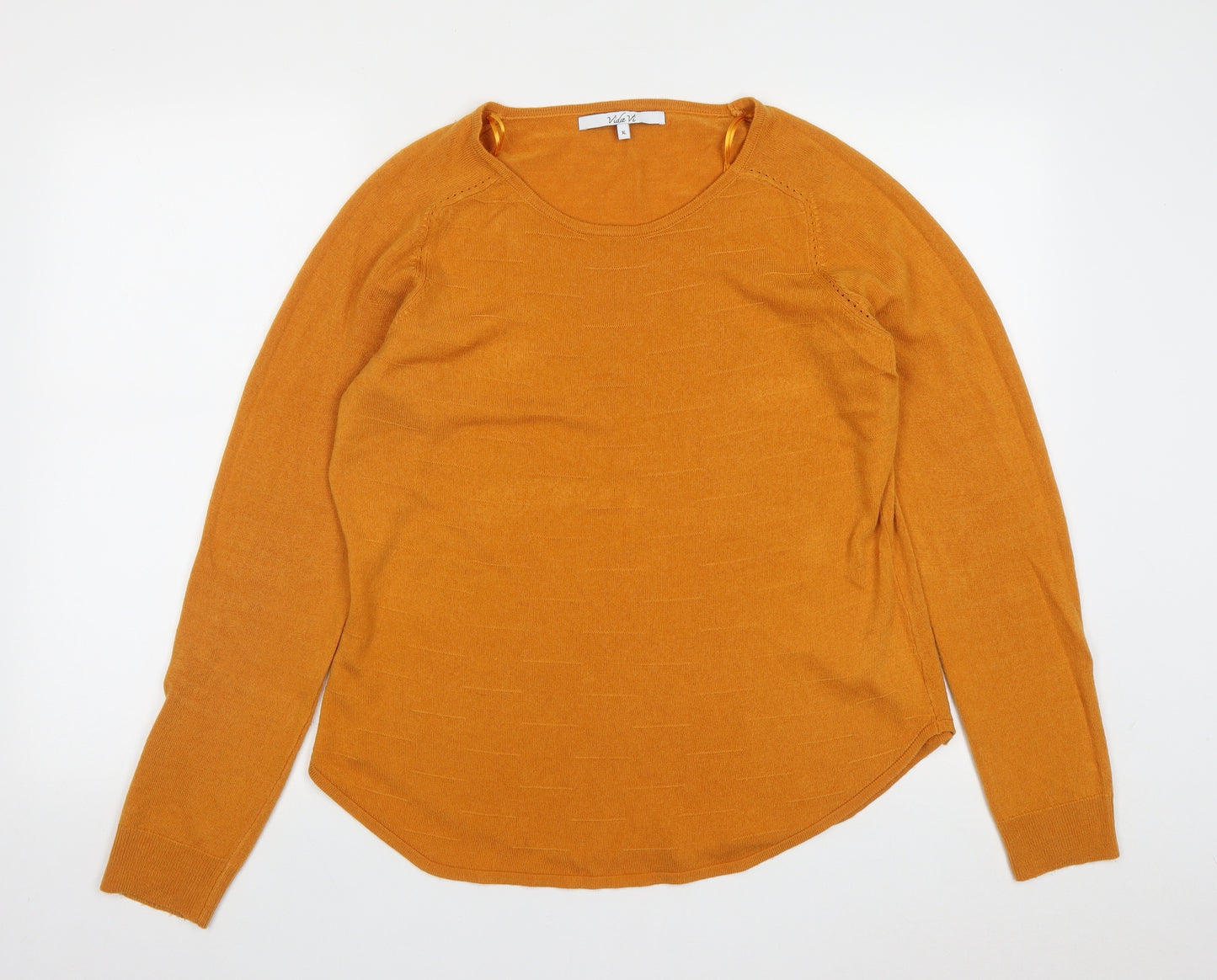 Vida VI Womens Yellow Round Neck  Polyester Pullover Jumper Size XL