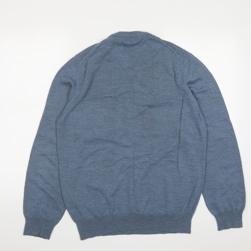 Marks and Spencer Mens Blue V-Neck  Wool Pullover Jumper Size L