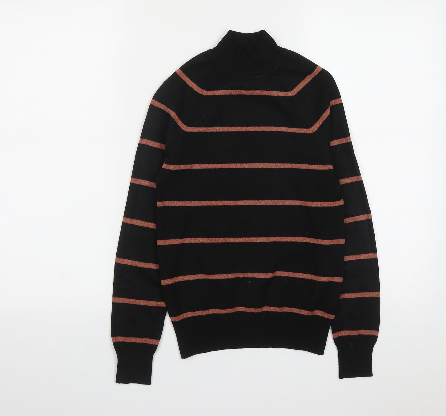 Primark Womens Brown High Neck Striped Polyester Pullover Jumper Size XS