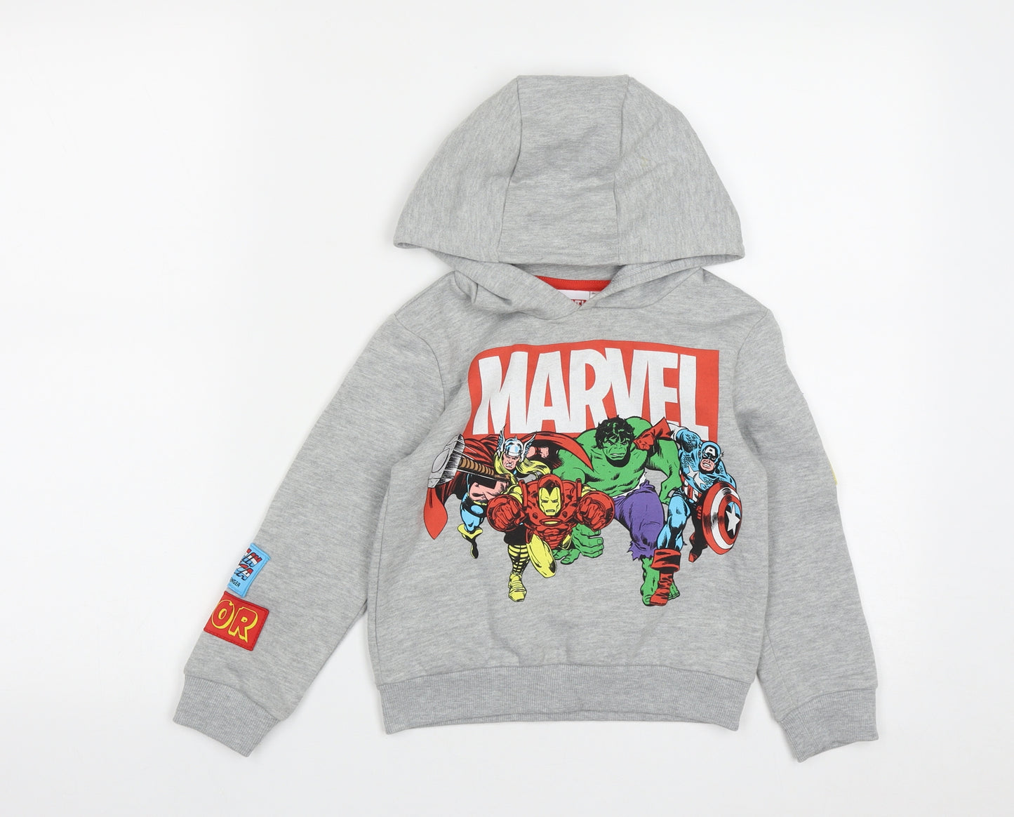 Marvel Boys Grey  Cotton Pullover Hoodie Size 5-6 Years