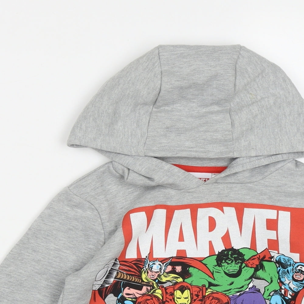 Marvel Boys Grey  Cotton Pullover Hoodie Size 5-6 Years