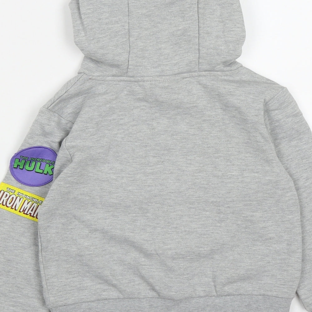 Marvel Boys Grey  Cotton Pullover Hoodie Size 5-6 Years