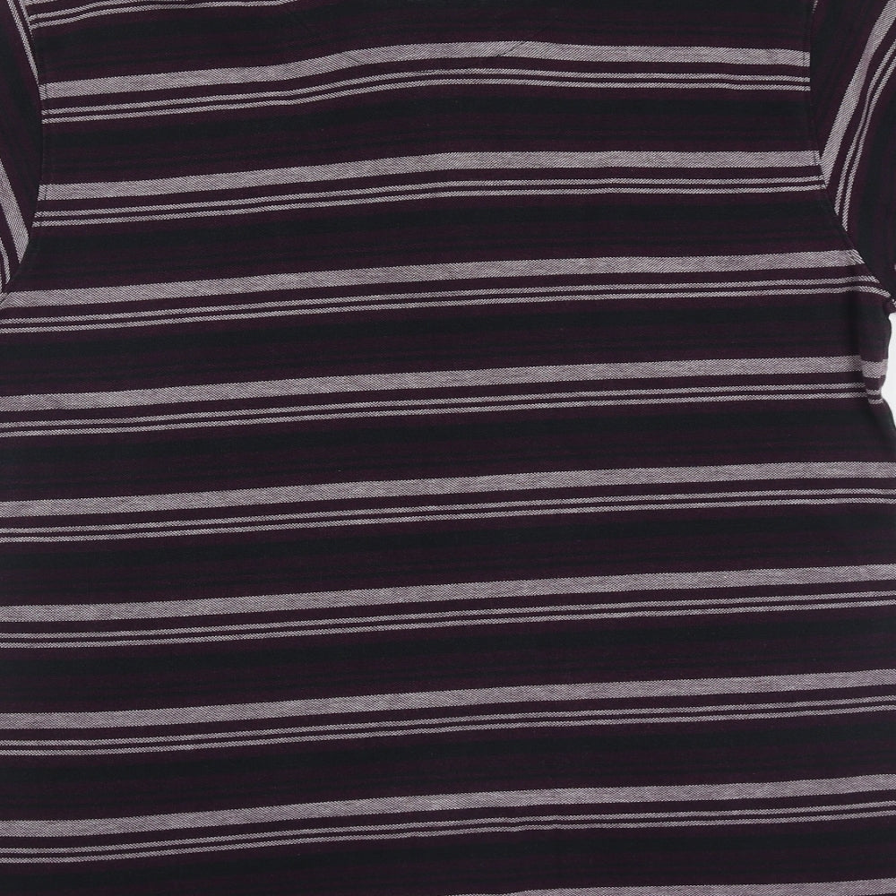 Dunnes Mens Multicoloured Striped Cotton  Polo Size L Collared Button