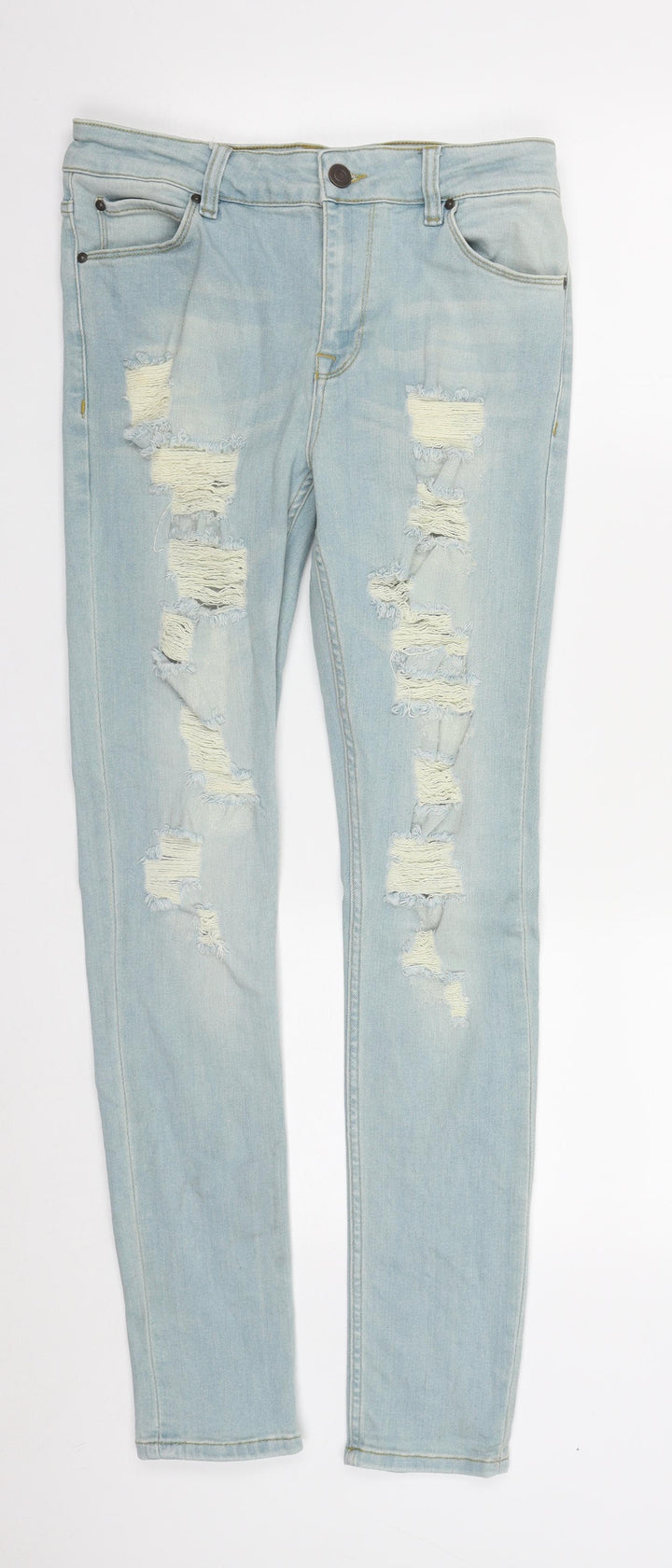 ASOS Womens Blue Cotton Straight Jeans Size 30 in L29 in Regular Zip